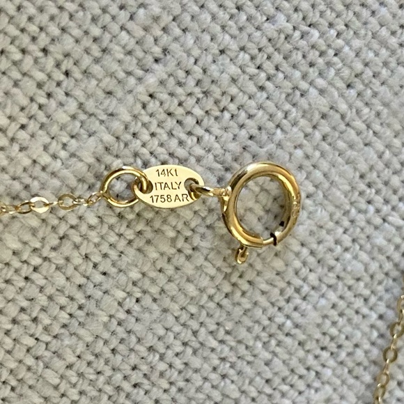 GOLDEN CLEF Asymmetrical Letter F Initial Pendant Necklace 14k Gold ITALY $199 - Picture 9 of 15